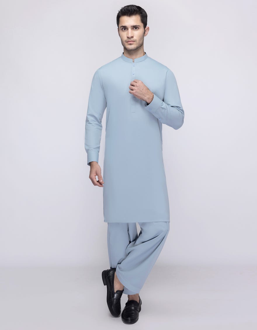 SKY BLUE BLENDED UNSTITCHED KAMEEZ SHALWAR FABRIC
