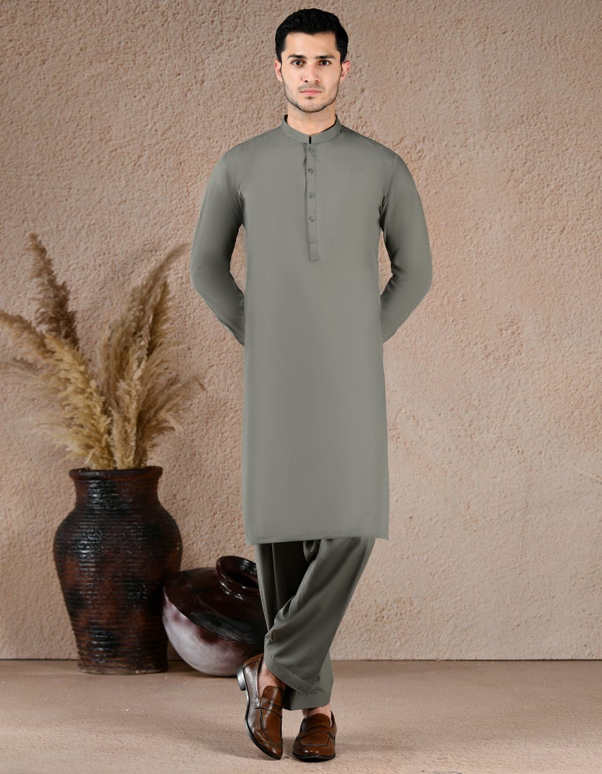 GREY COTTON UNSTITCHED KAMEEZ SHALWAR FABRIC