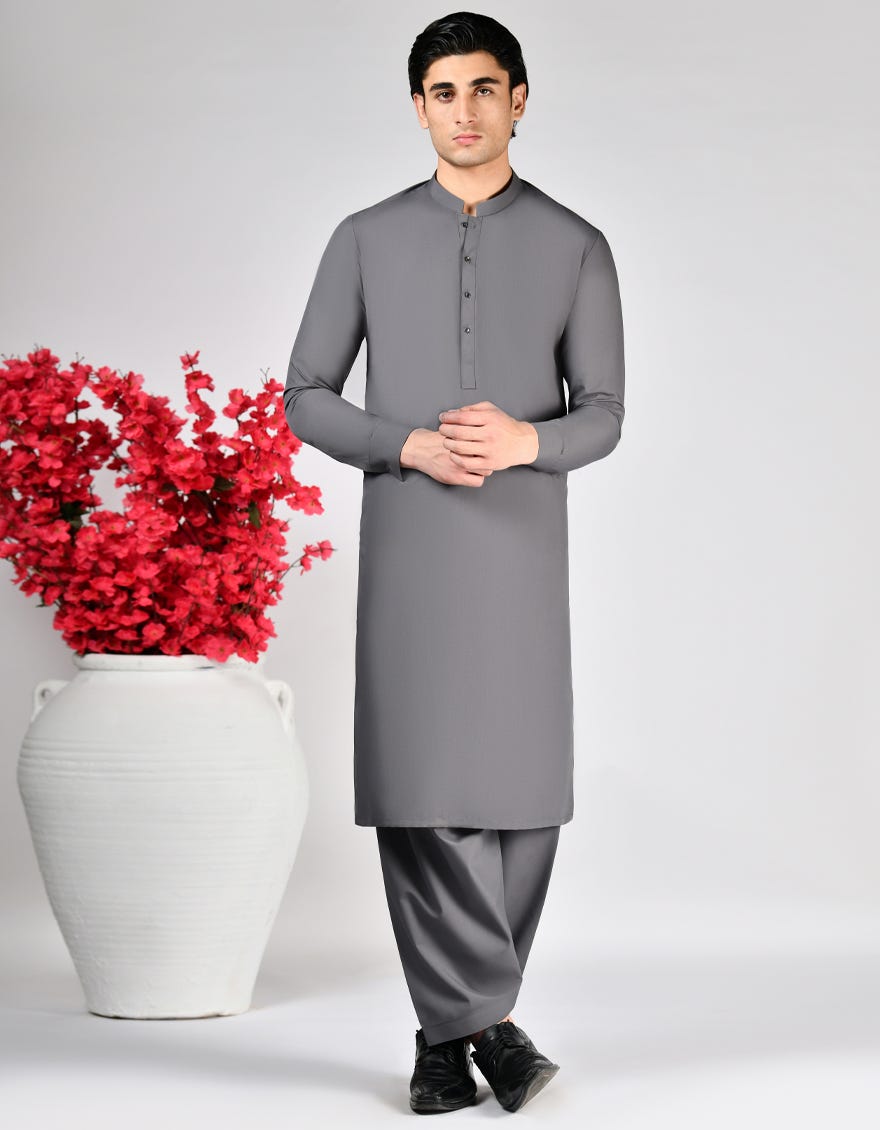 GREY BLENDED UNSTITCHED KAMEEZ SHALWAR FABRIC