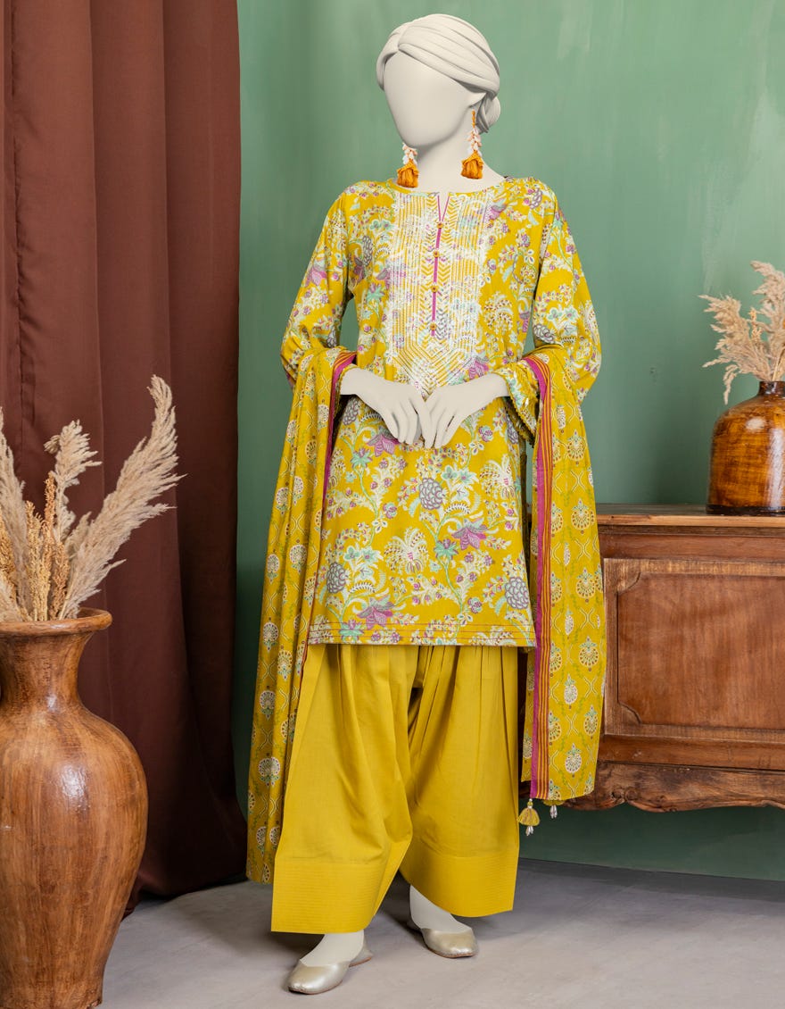 MUSTARD LAWN EMBROIDERED UNSTITCHED 3PC