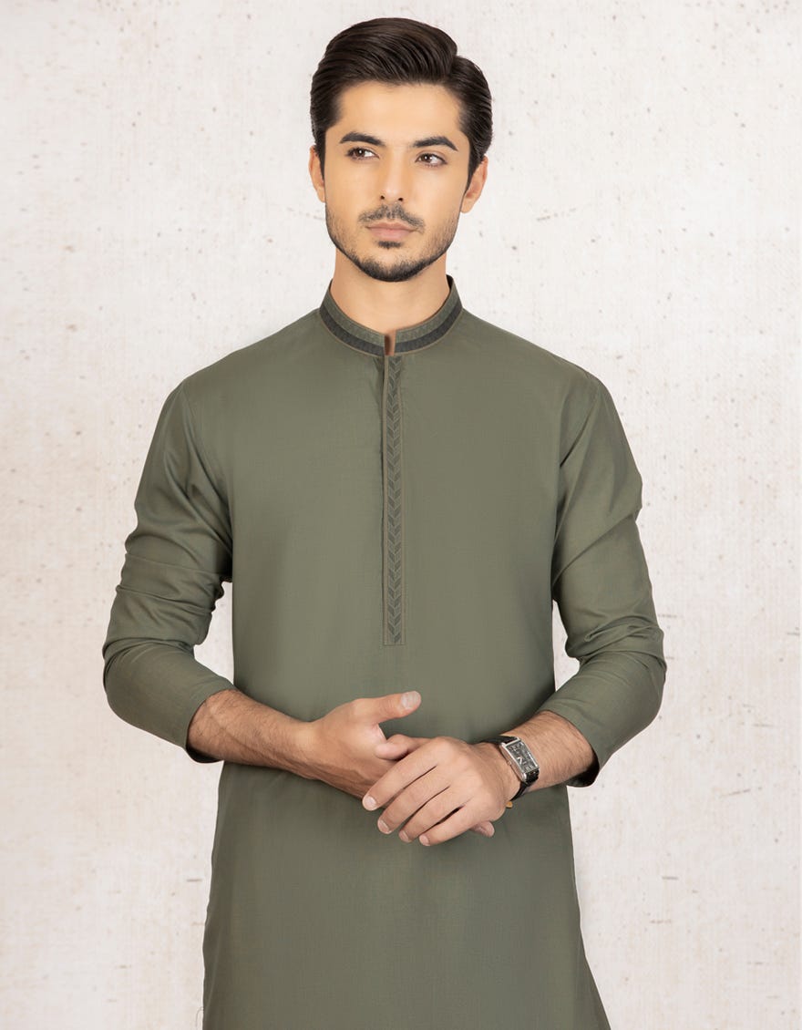 DULL OLIVE KAMEEZ SHALWAR | JJKS-A-32516