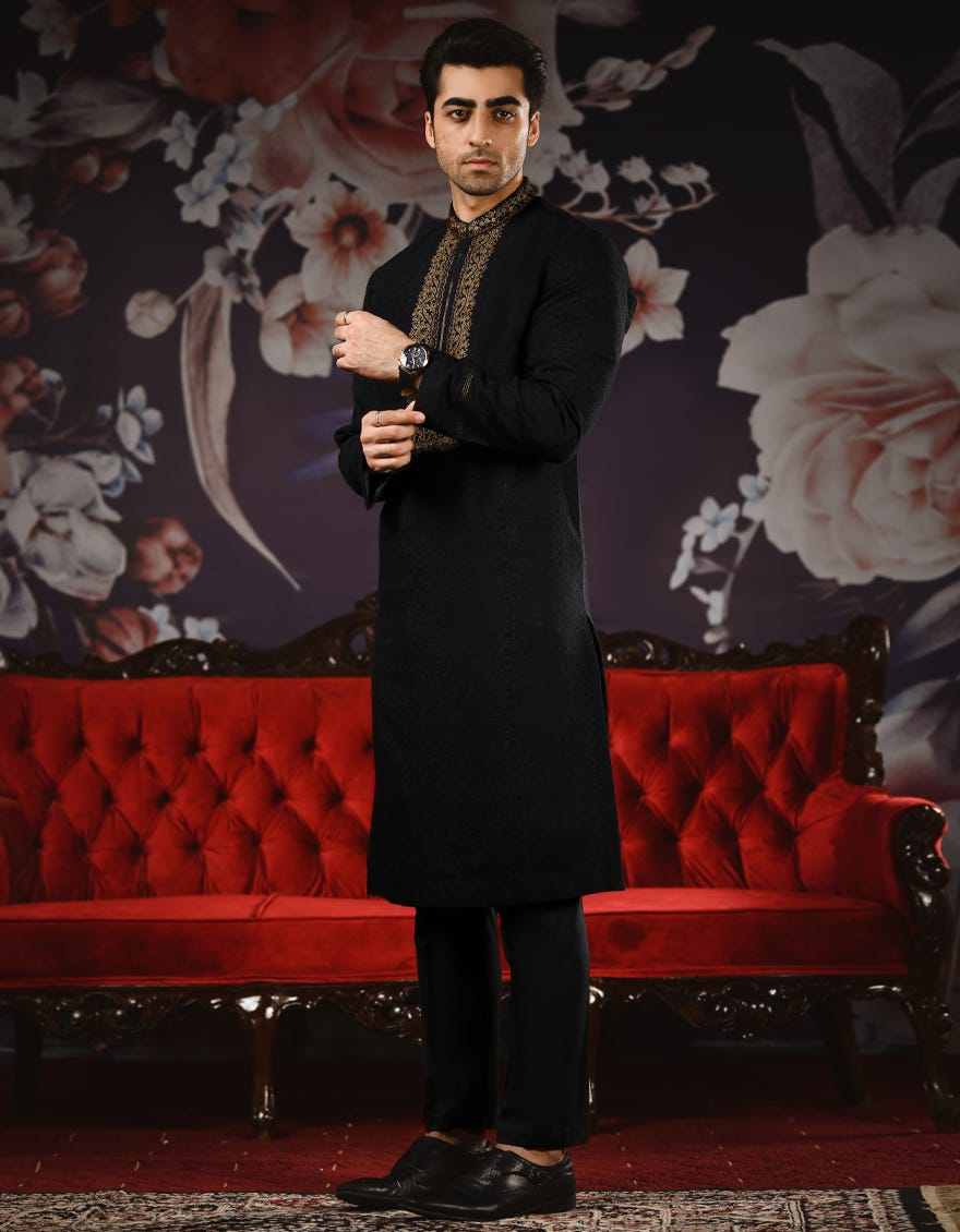 black-jamawar-special-kurta-jjk-sp-32554