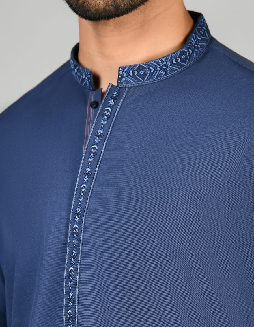 Blue Cvc Men's Kameez Shalwar | Jjks-S-32793