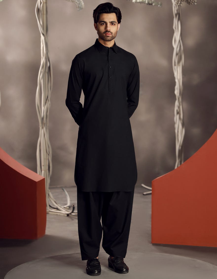 DARK GREEN COTTON KAMEEZ SHALWAR | JJKS-A-33024