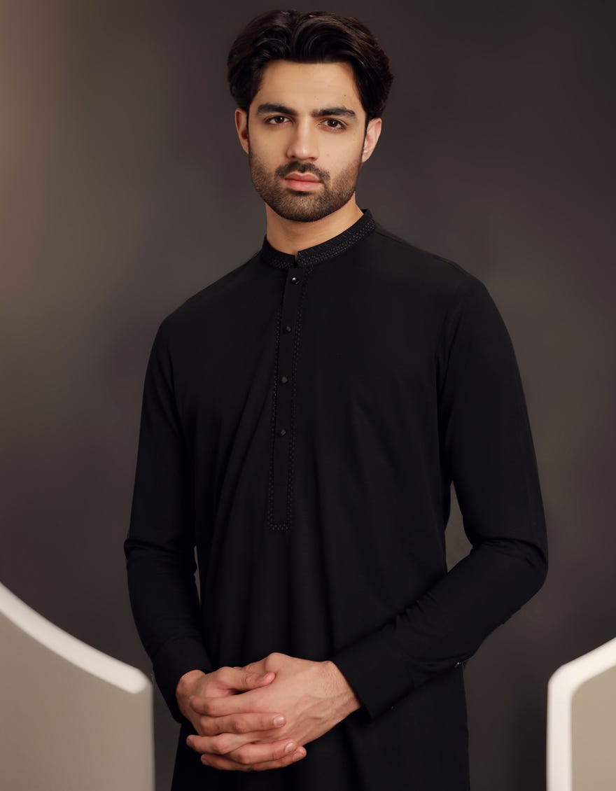 BLACK BLENDED KAMEEZ SHALWAR | JJKS-A-33028