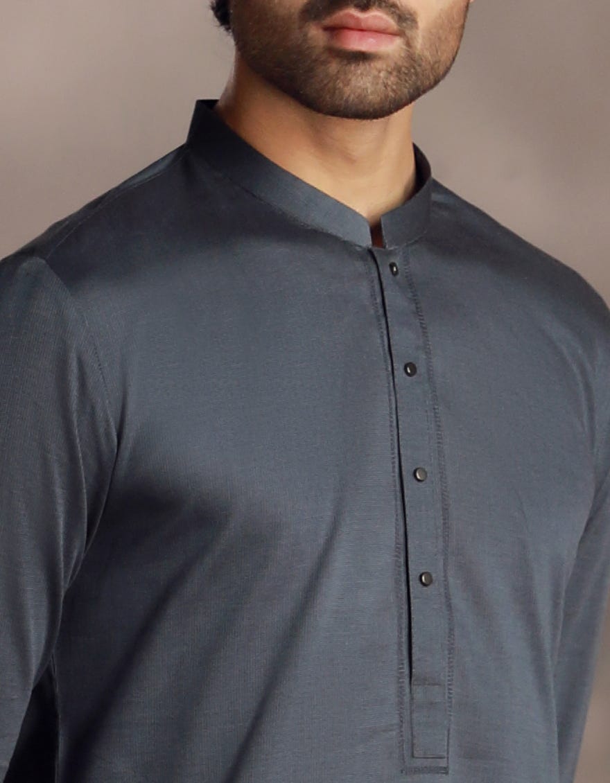 DENIM BLUE COTTON KURTA PAJAMA | JJKP-A-33031