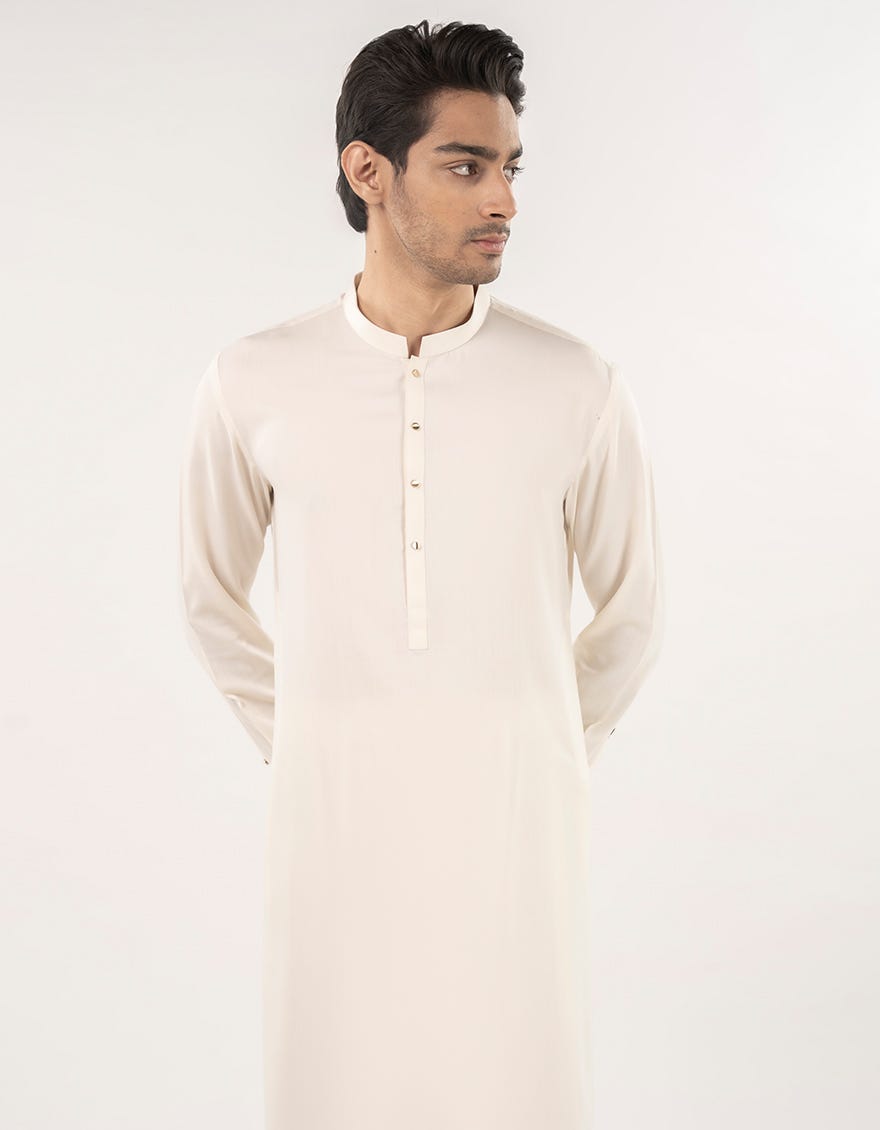 OFF WHITE BLENDED KAMEEZ SHALWAR | JJKS-A-33048