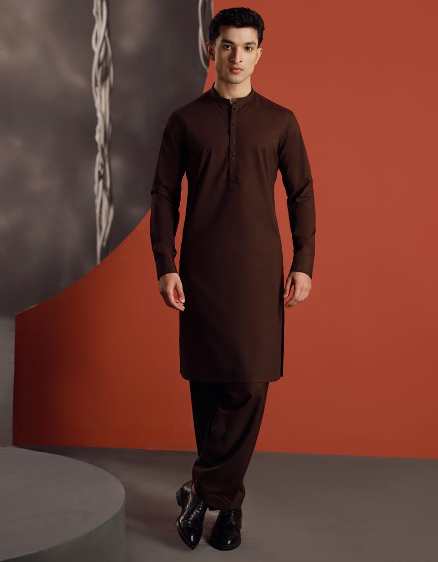 BROWN BLENDED KAMEEZ SHALWAR | JJKS-A-33055