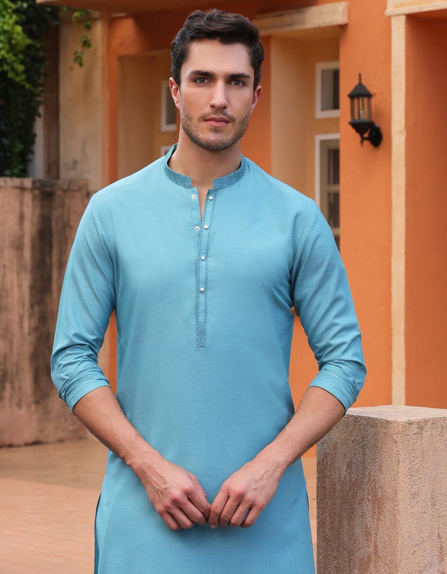 DULL GREEN BLENDED KURTA | JJK-A-33060