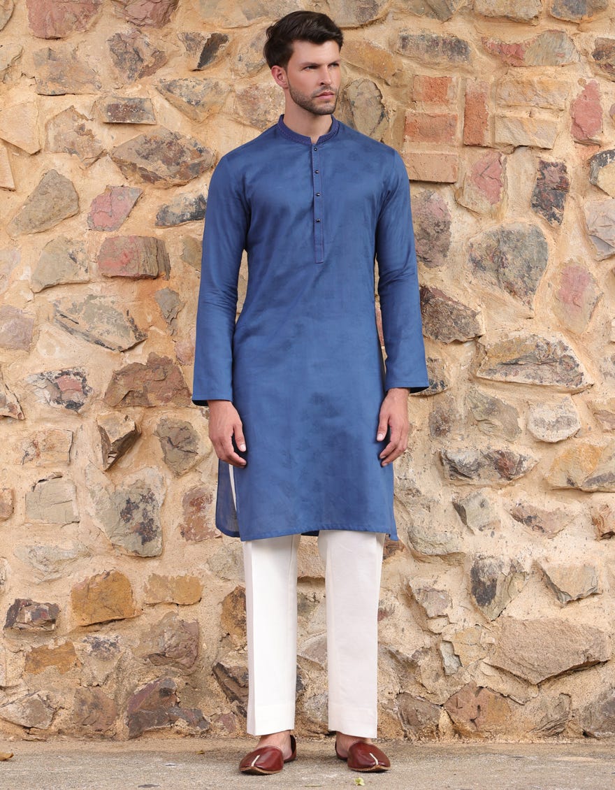 BLUE COTTON KURTA | JJK-S-33063