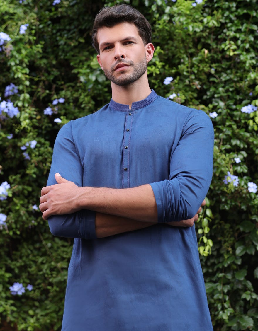 BLUE COTTON KURTA | JJK-S-33063