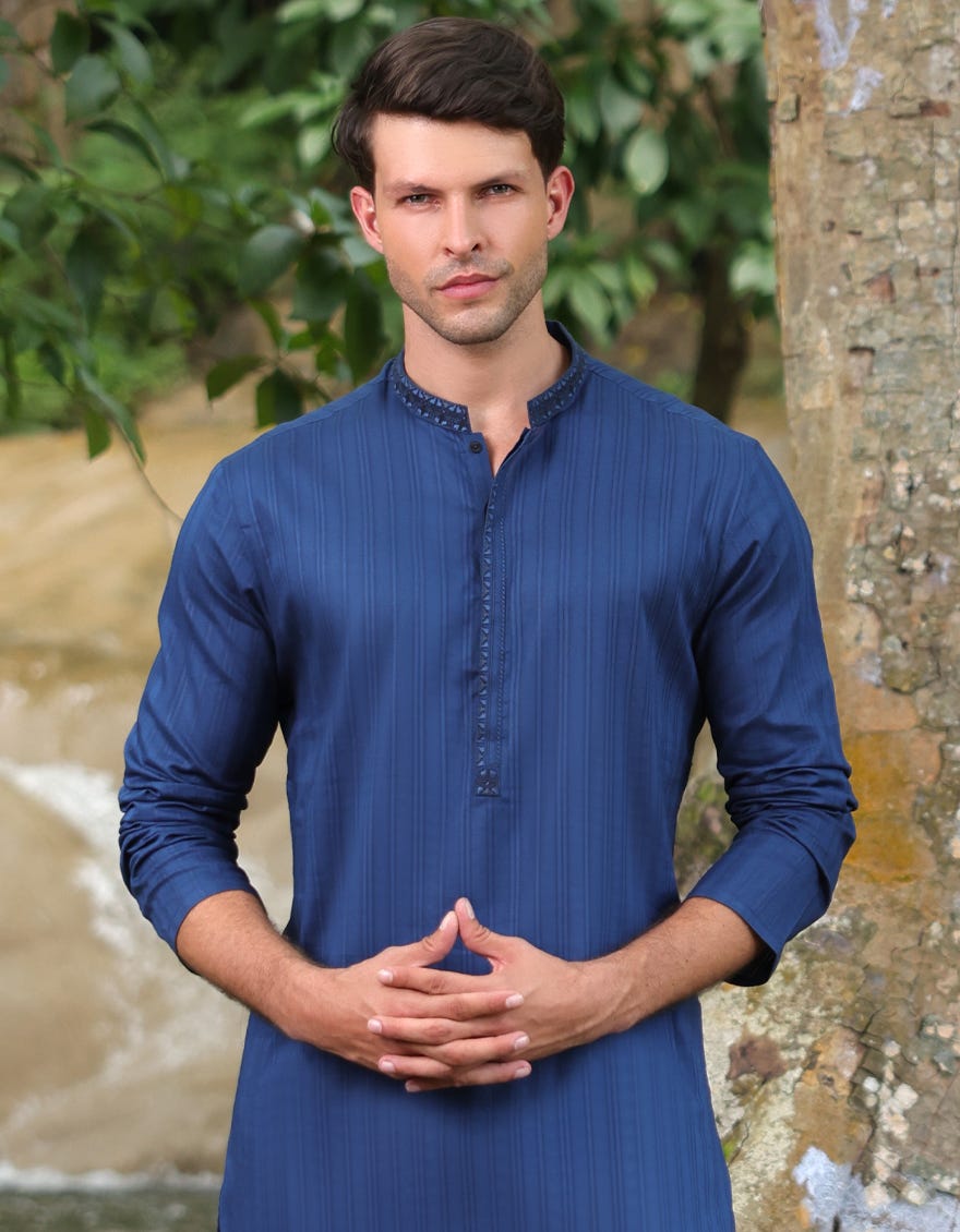 BLUE COTTON KURTA | JJK-S-33065
