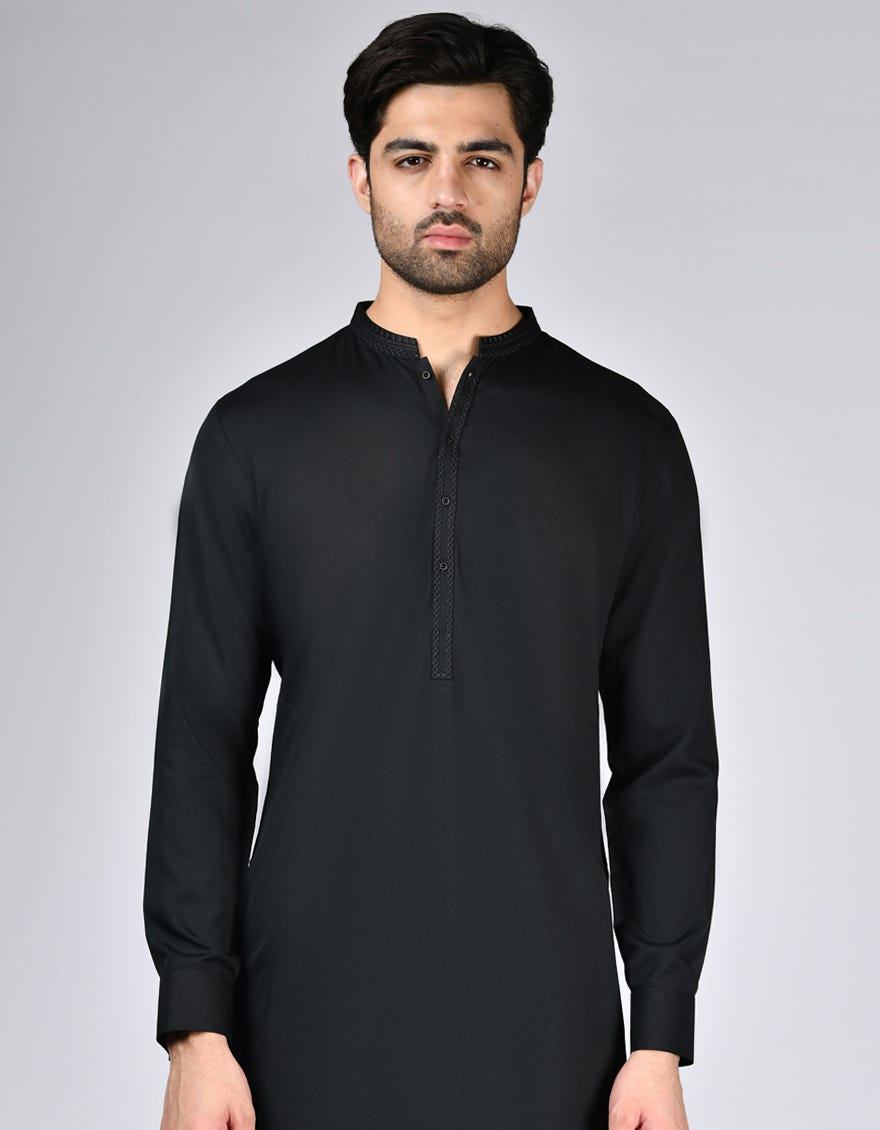 BLACK BLENDED KAMEEZ SHALWAR | JJKS-A-33085