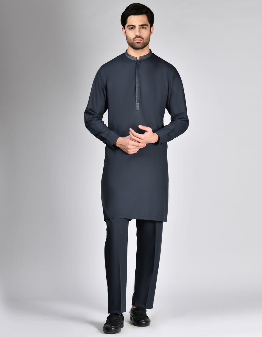 GREY BLENDED KURTA PAJAMA | JJKP-A-33103