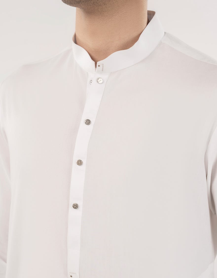 WHITE COTTON KAMEEZ SHALWAR | JJKS-A-33105