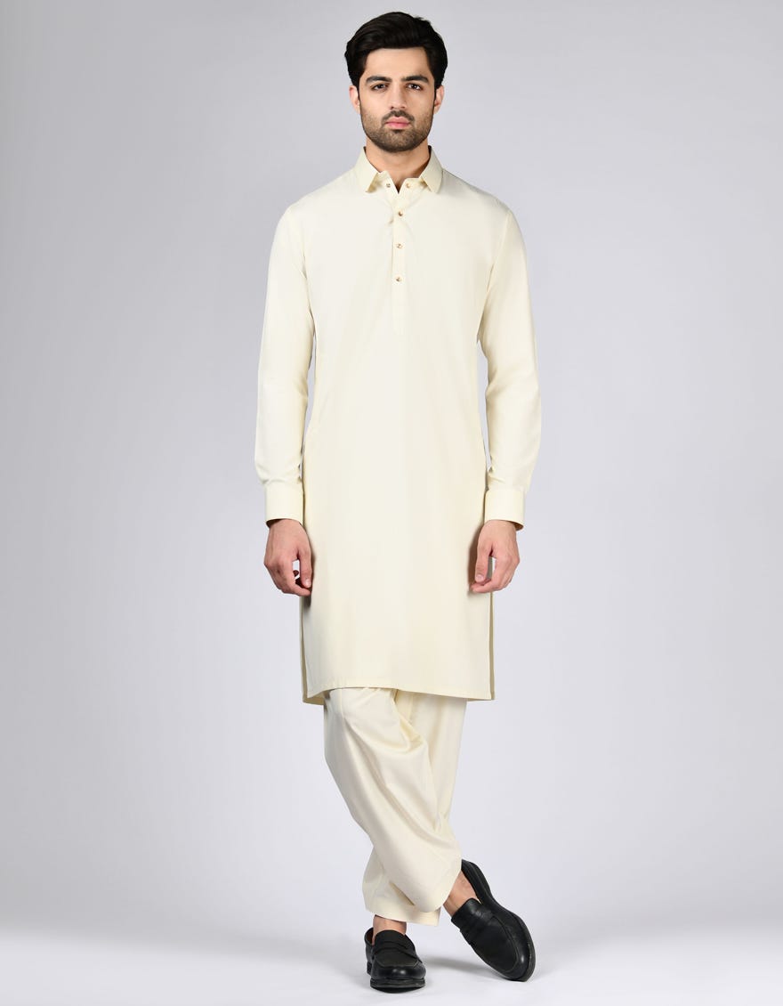 CREAM BLENDED KAMEEZ SHALWAR | JJKS-A-33108