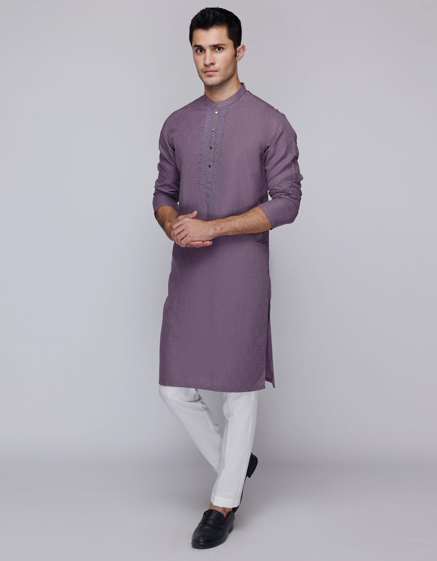 LIGHT PURPLE BLENDED KURTA | JJK-A-33114