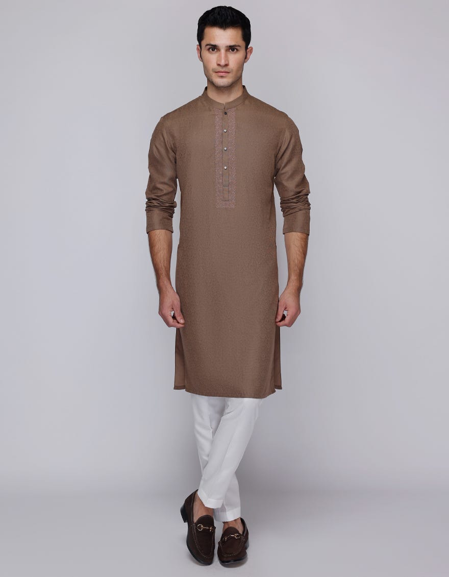 BROWN BLENDED KURTA | JJK-A-33115