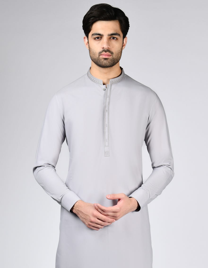 DULL GREY BLENDED KAMEEZ SHALWAR | JJKS-A-46494