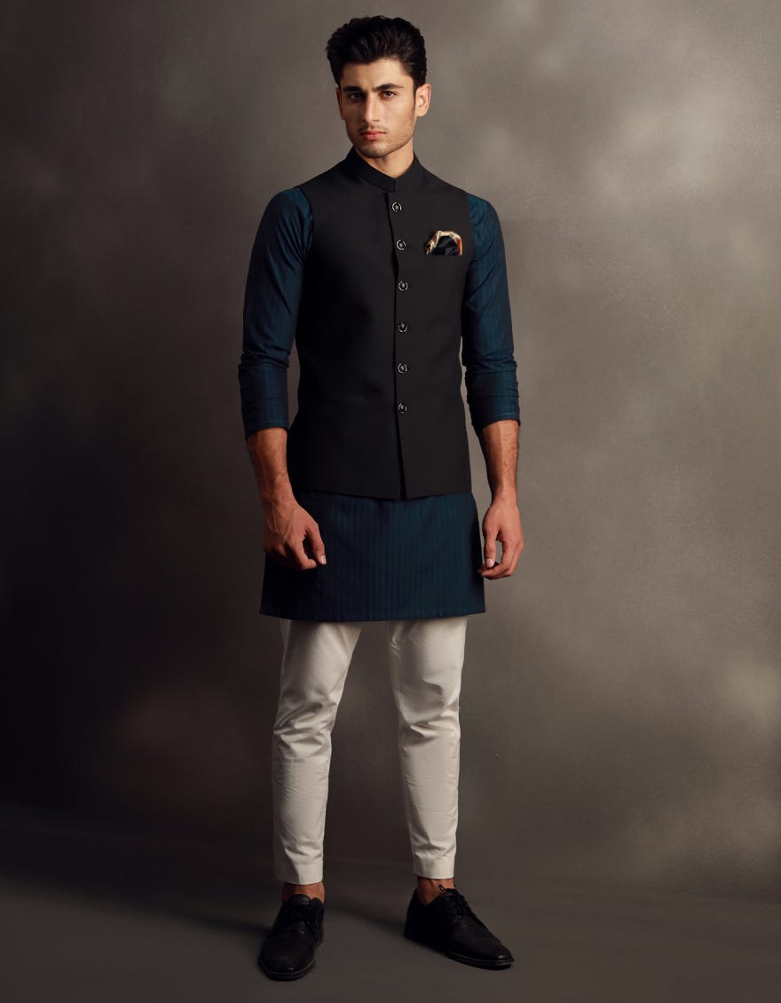 BLACK BLENDED WAISTCOAT | JJVC-A-33137