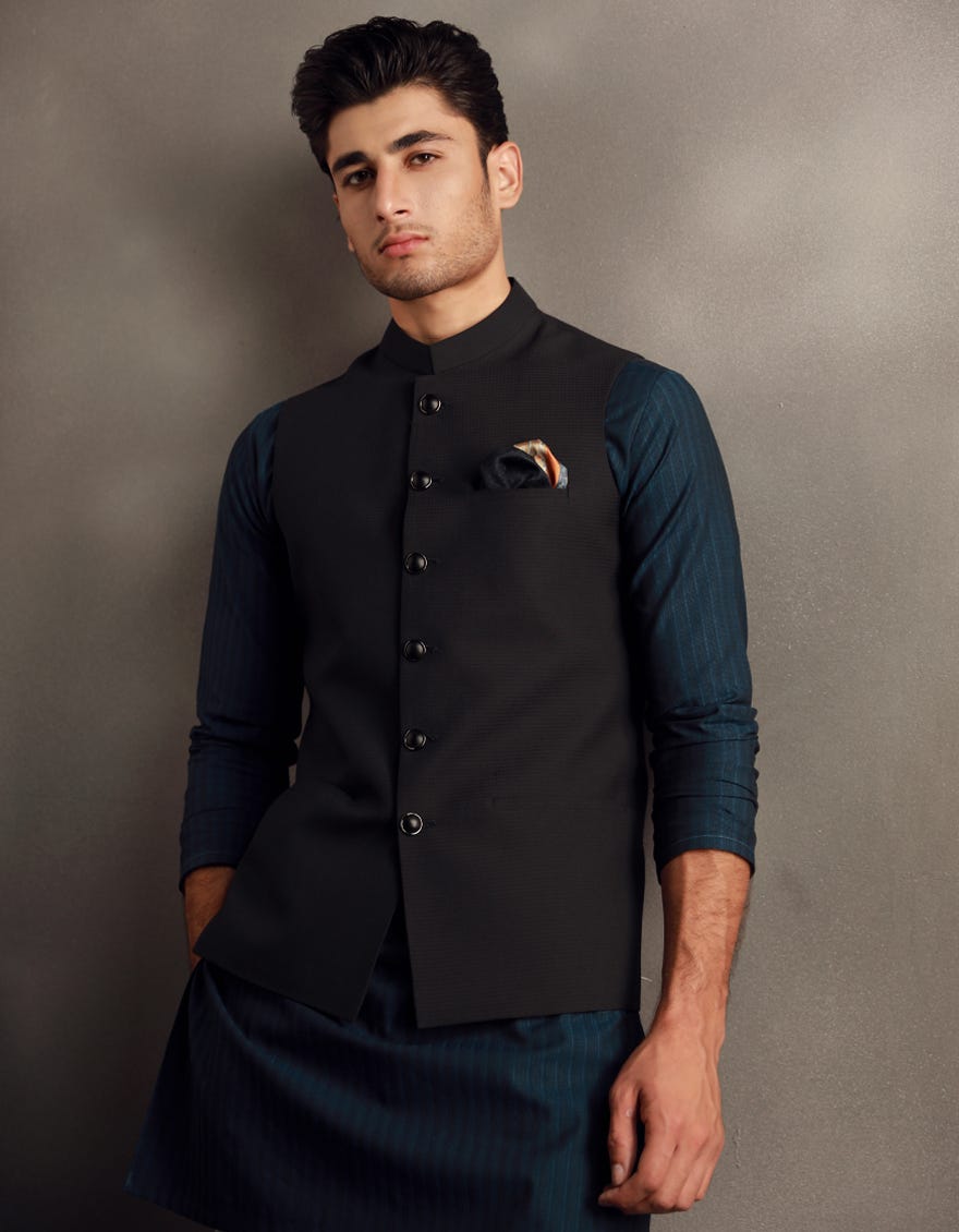 BLACK BLENDED WAISTCOAT | JJVC-A-33137