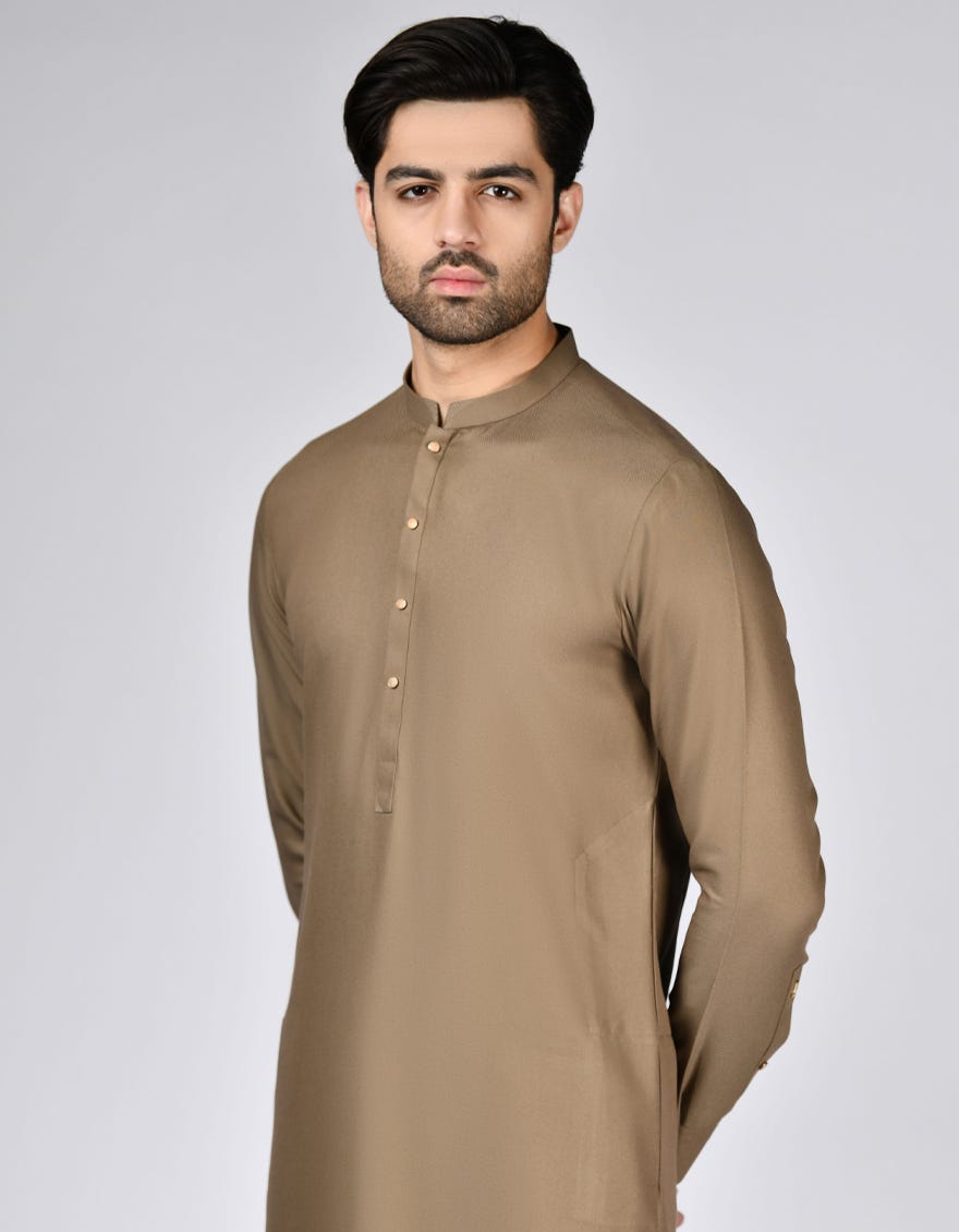CAMEL BROWN BLENDED KAMEEZ SHALWAR | JJKS-W-33147