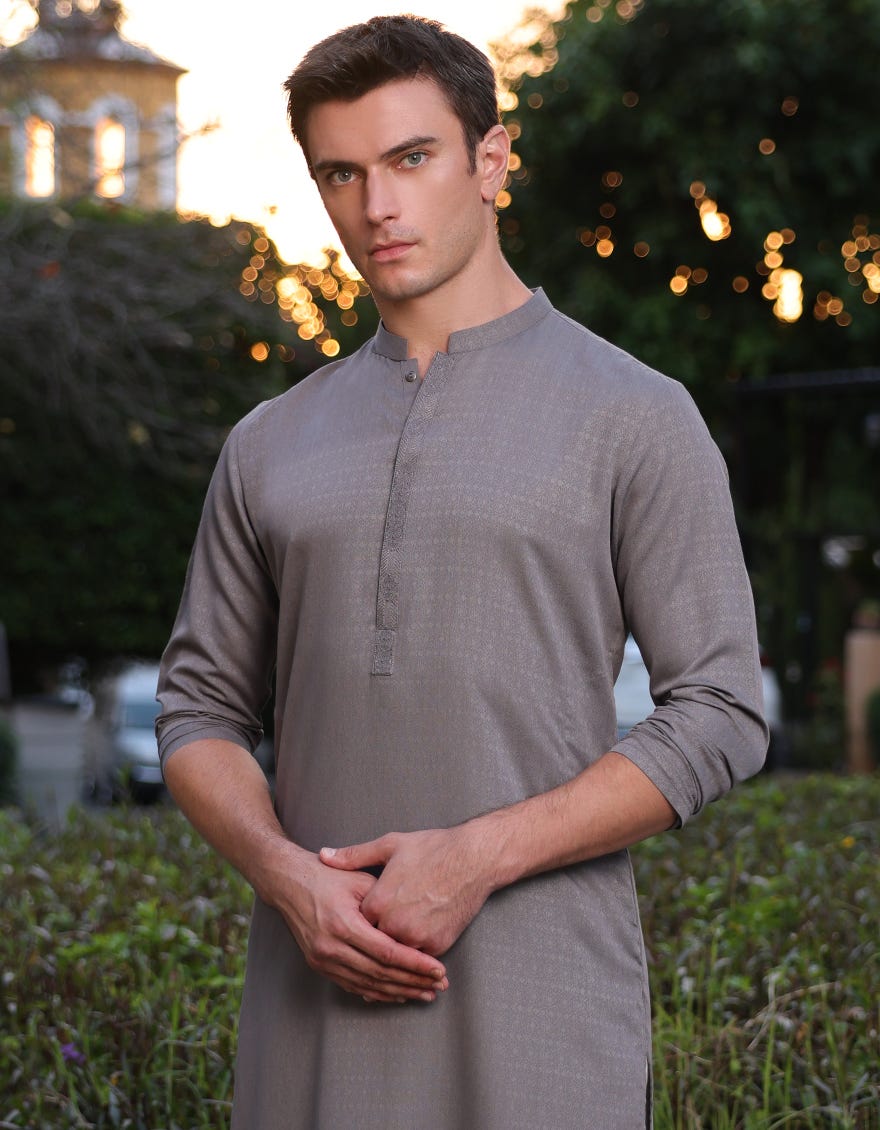MUD GREY BLENDED KURTA | JJK-A-33149