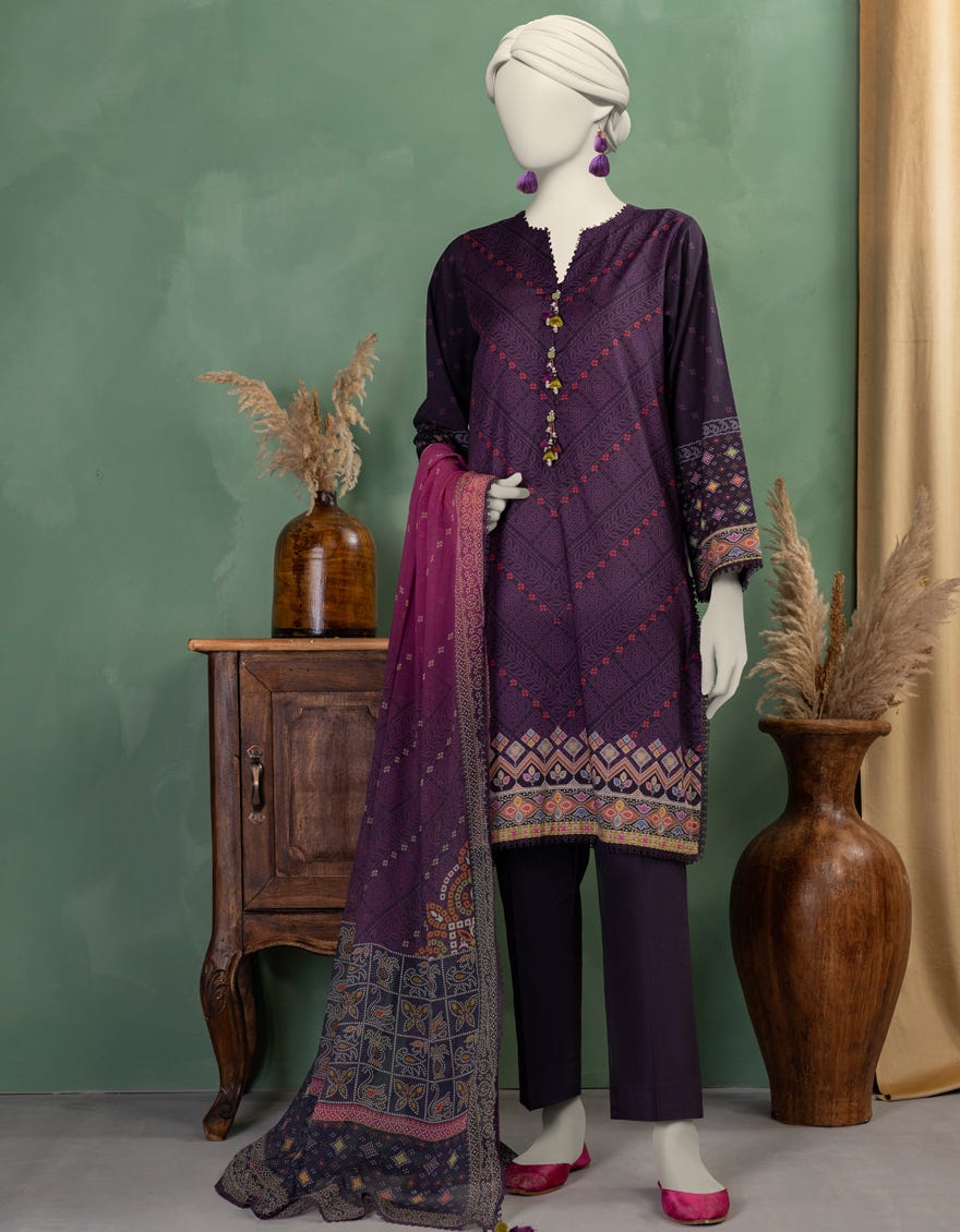 MULTICOLOR LAWN PRINTED UNSTITCHED 3PC