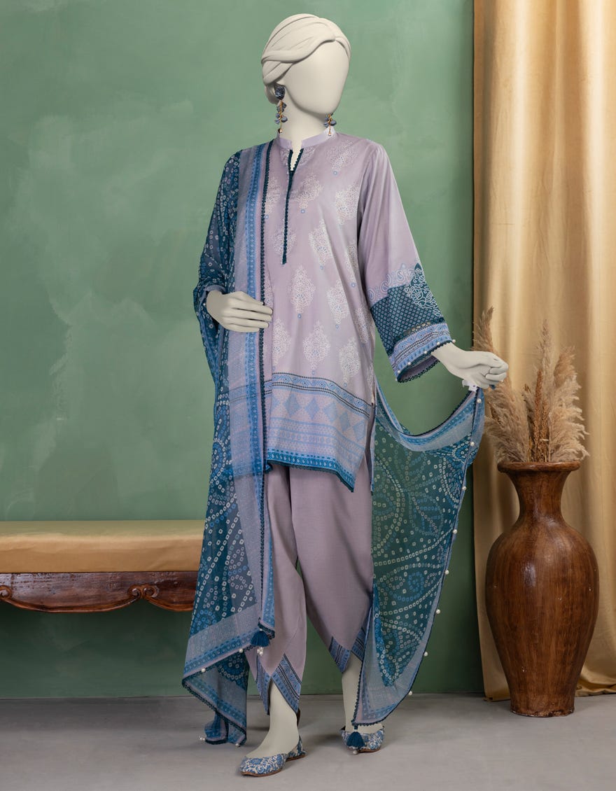 LILAC LAWN PRINTED UNSTITCHED 3PC