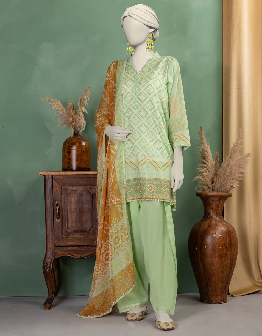 GREEN LAWN PRINTED UNSTITCHED 3PC