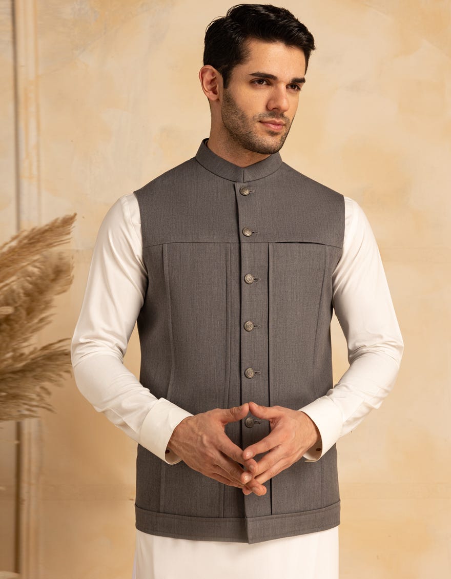 GREY BLENDED WAISTCOAT | JJVC-A-33227
