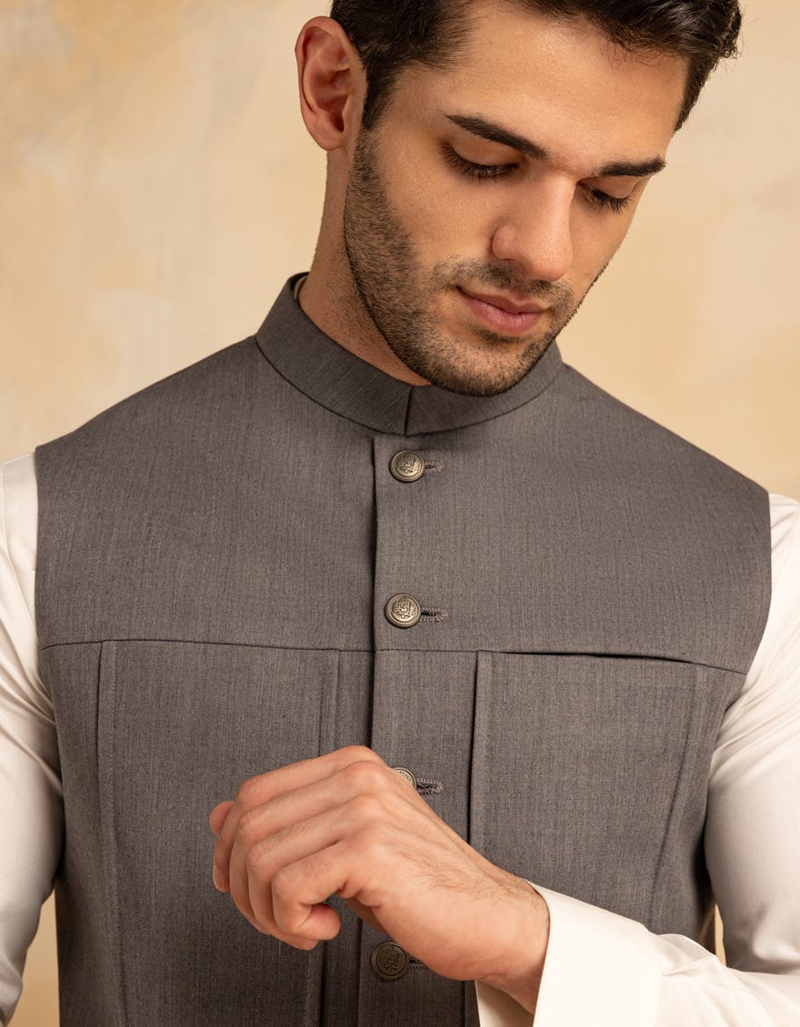 GREY BLENDED WAISTCOAT | JJVC-A-33227