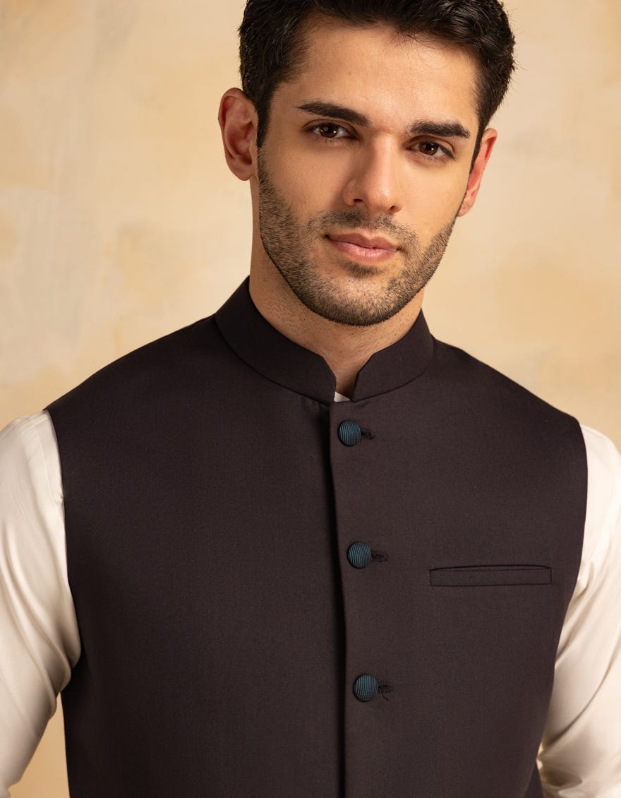 CHOCOLATE BROWN SUITING WAISTCOAT | JJVC-A-33228
