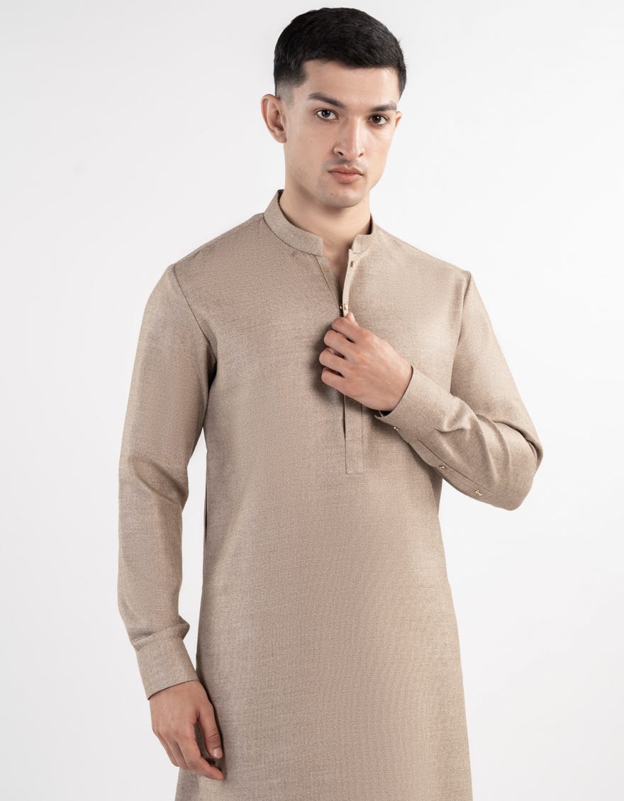 LIGHT BROWN BLENDED KAMEEZ SHALWAR | JJKS-W-33257