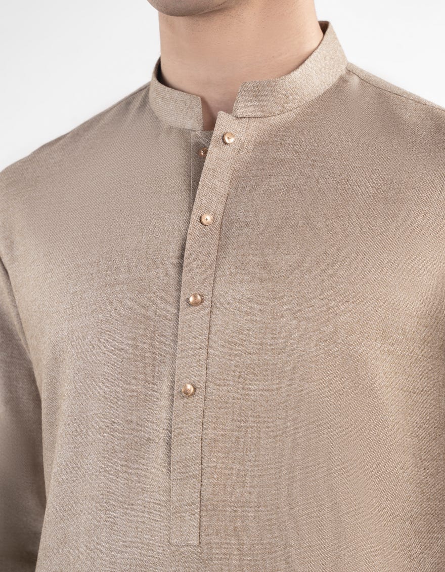 LIGHT BROWN BLENDED KAMEEZ SHALWAR | JJKS-W-33257