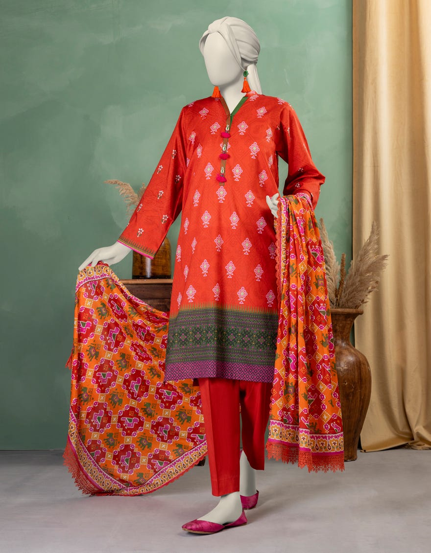MULTICOLOR LAWN PRINTED UNSTITCHED 3PC