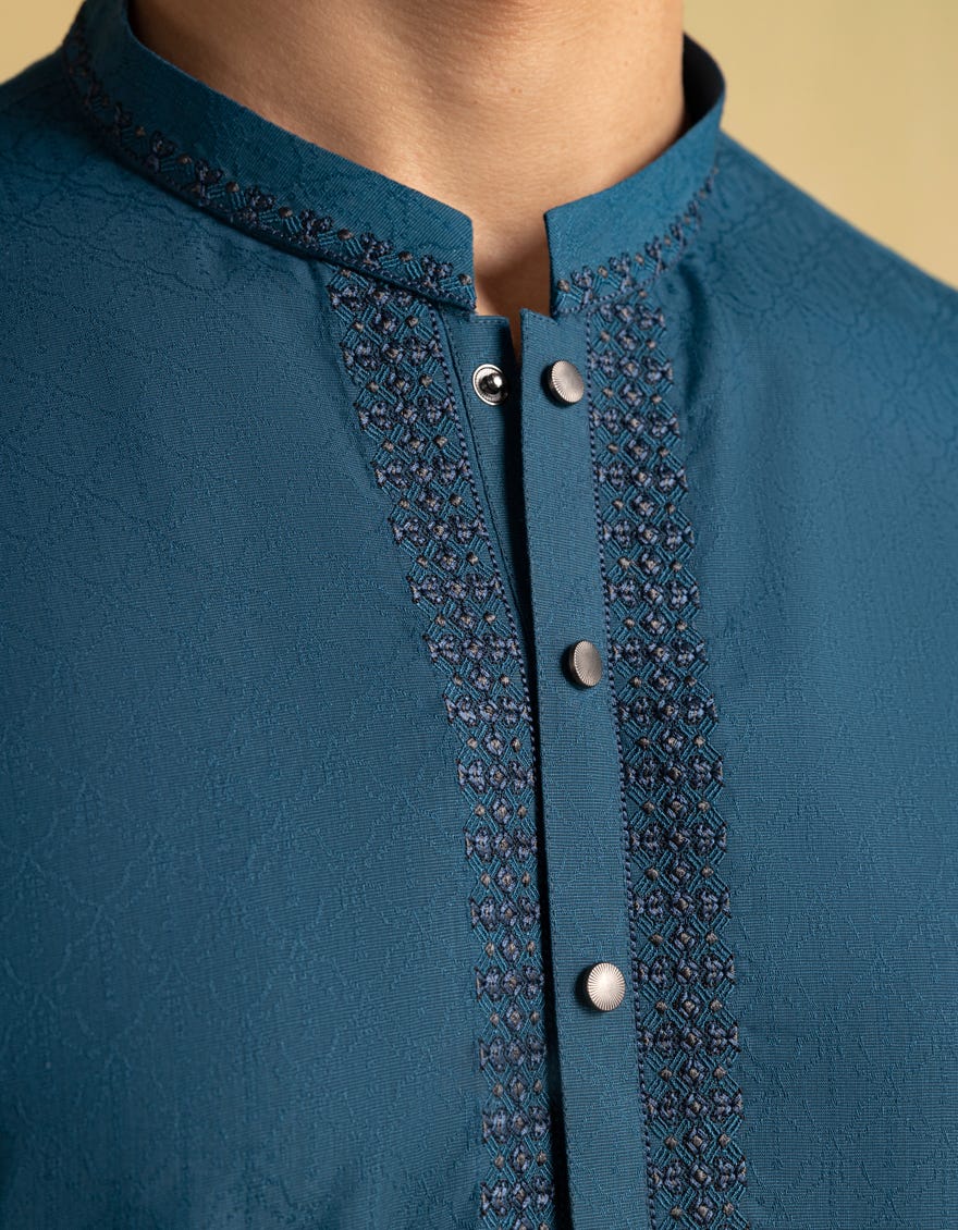 TEAL BLENDED SEMI-FORMAL KURTA