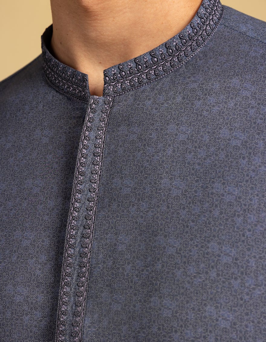 GREY COTTON SEMI-FORMAL KURTA