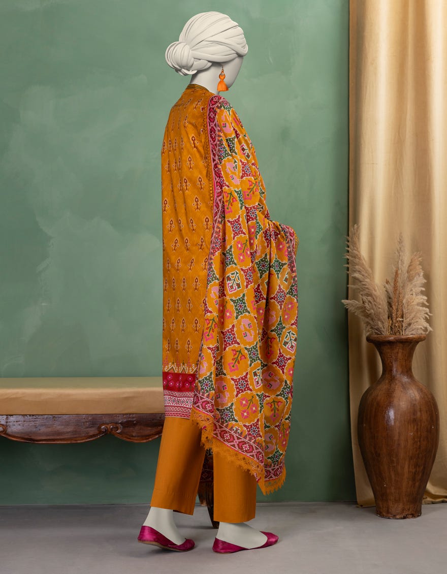 MUSTARD LAWN PRINTED UNSTITCHED 3PC