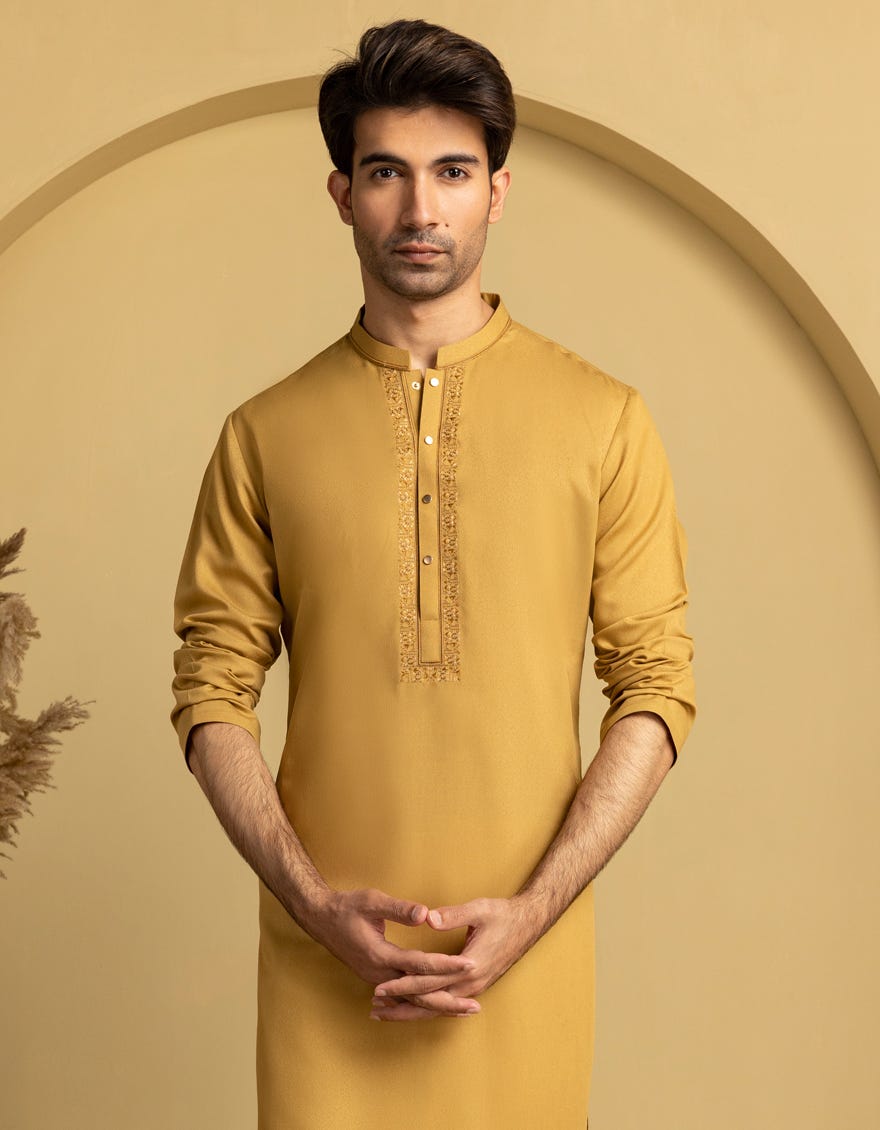 MUSTARD BLENDED SEMI-FORMAL KURTA