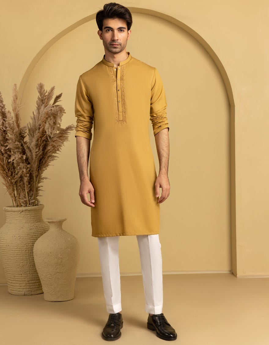 MUSTARD BLENDED SEMI-FORMAL KURTA