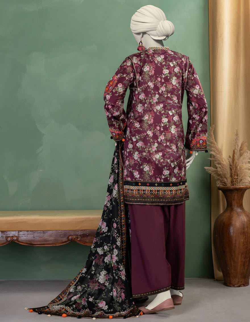 MULTICOLOR LAWN PRINTED UNSTITCHED 3PC