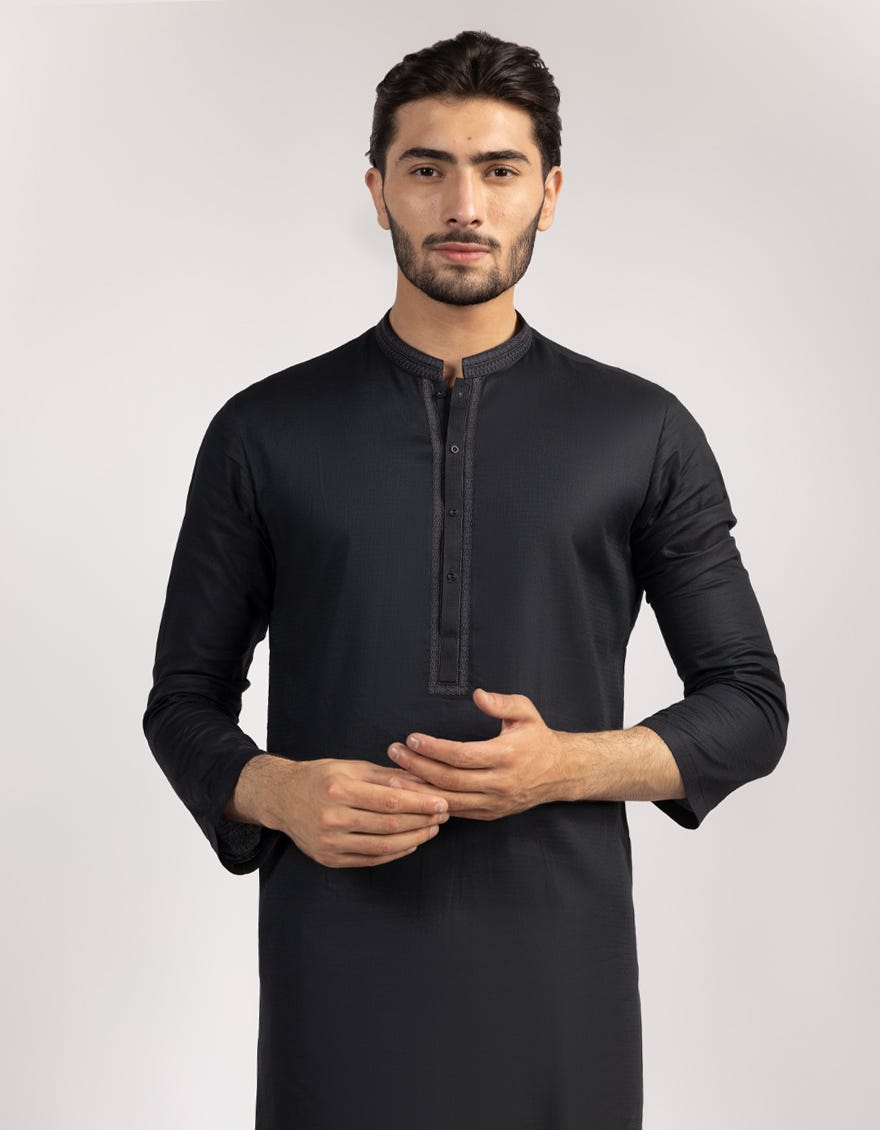 black-cotton-semi-formal-kurta-jjks33418