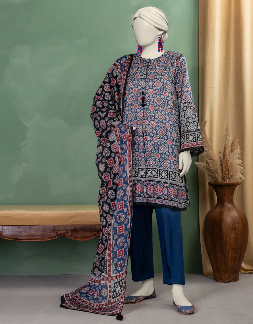 MULTICOLOR LAWN PRINTED UNSTITCHED 3PC