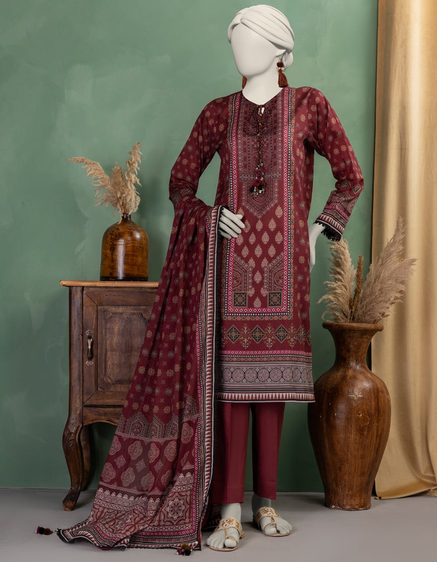 MULTICOLOR LAWN PRINTED UNSTITCHED 3PC