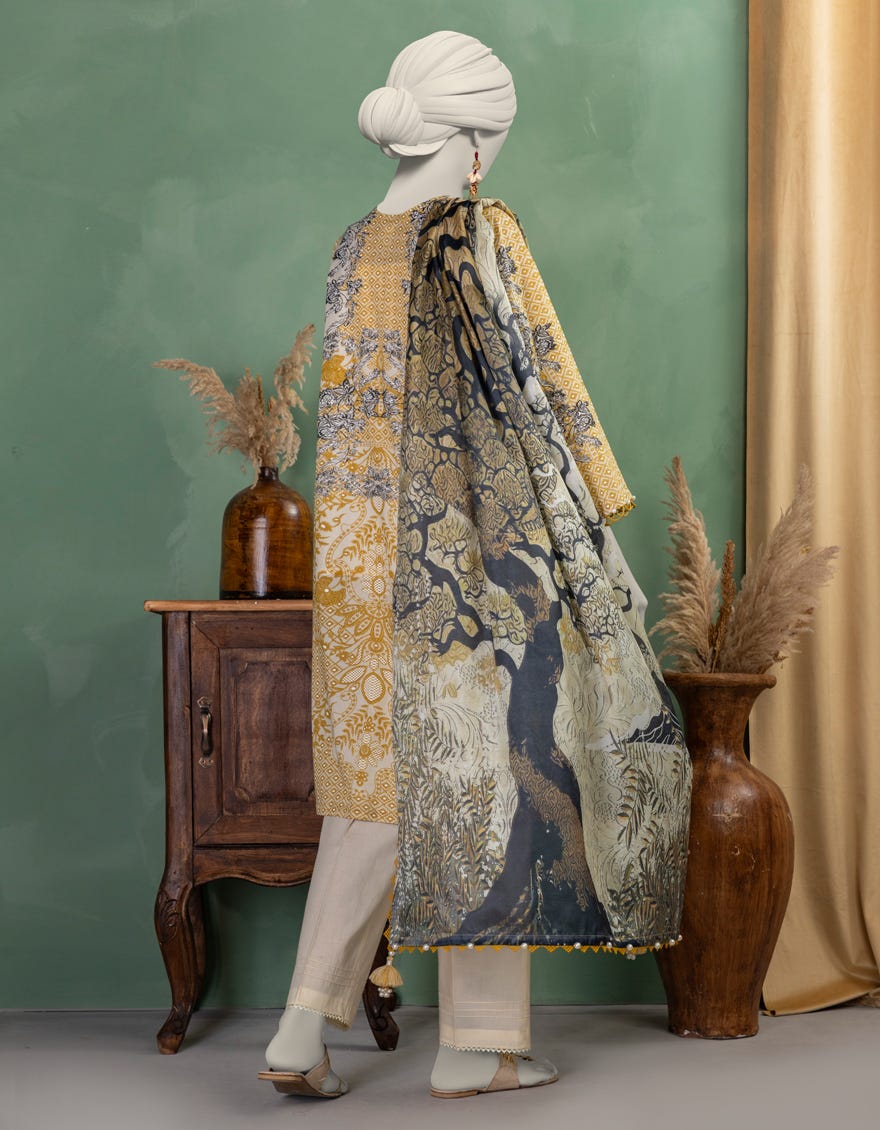 MULTICOLOR LAWN PASTE PRINTED UNSTITCHED 3PC