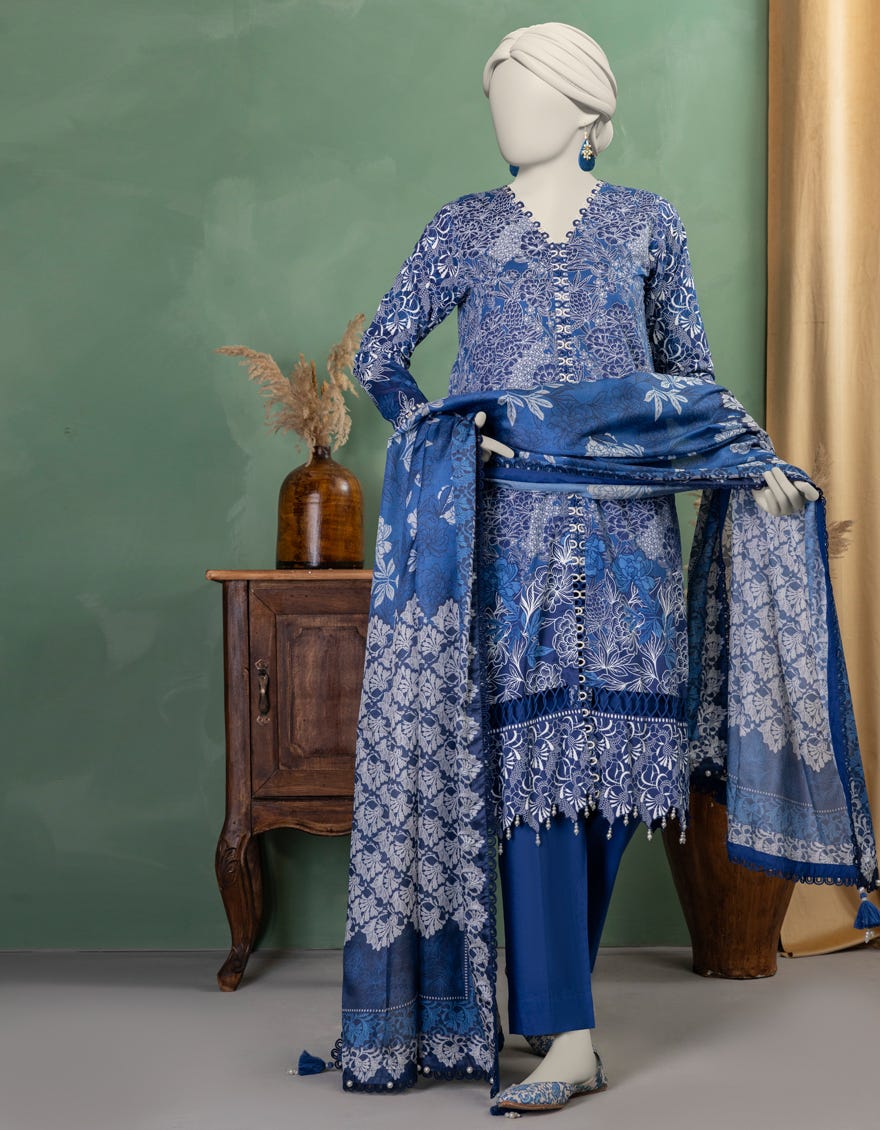 MULTICOLOR LAWN PASTE PRINTED UNSTITCHED 3PC