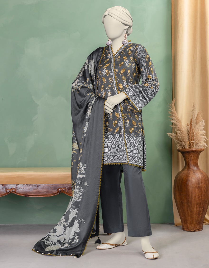 MULTICOLOR LAWN PASTE PRINTED UNSTITCHED 3PC