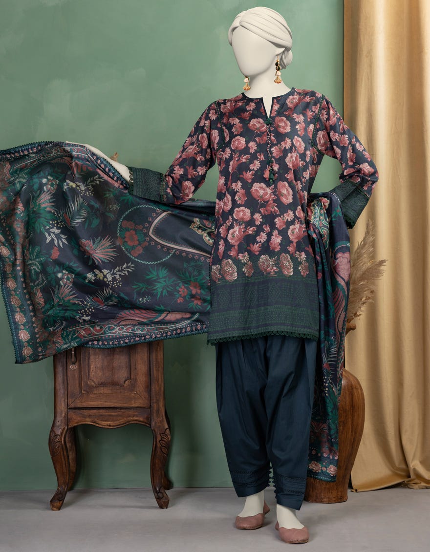 MULTICOLOR LAWN PASTE PRINTED UNSTITCHED 3PC