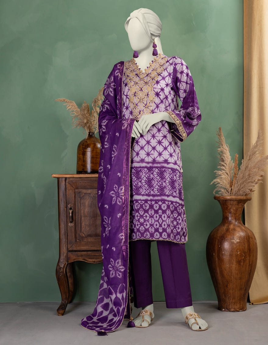 PURPLE LAWN EMBROIDERED UNSTITCHED 3PC